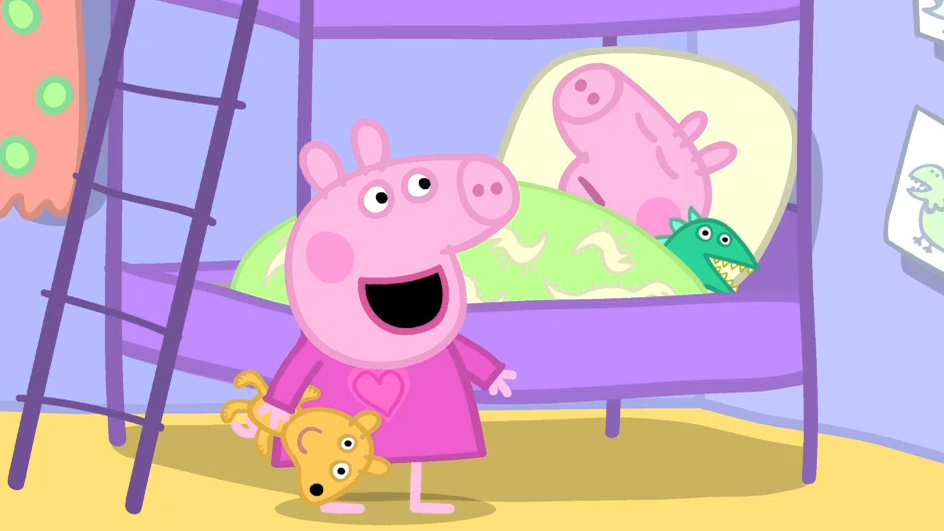 小猪佩奇喊弟弟乔治该起床上学了