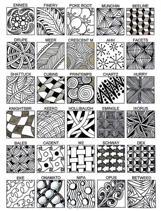 几百例黑白手绘纹理素材,练习线条的小伙伴马住!|手绘|纹理|素材_新浪