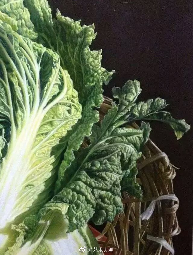 张智远的白菜系列古典写实油画作品