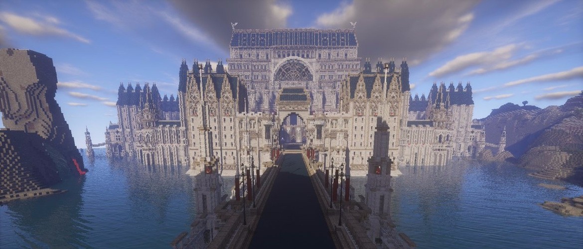 我的世界建筑欣赏 护城河围绕的圆顶城堡