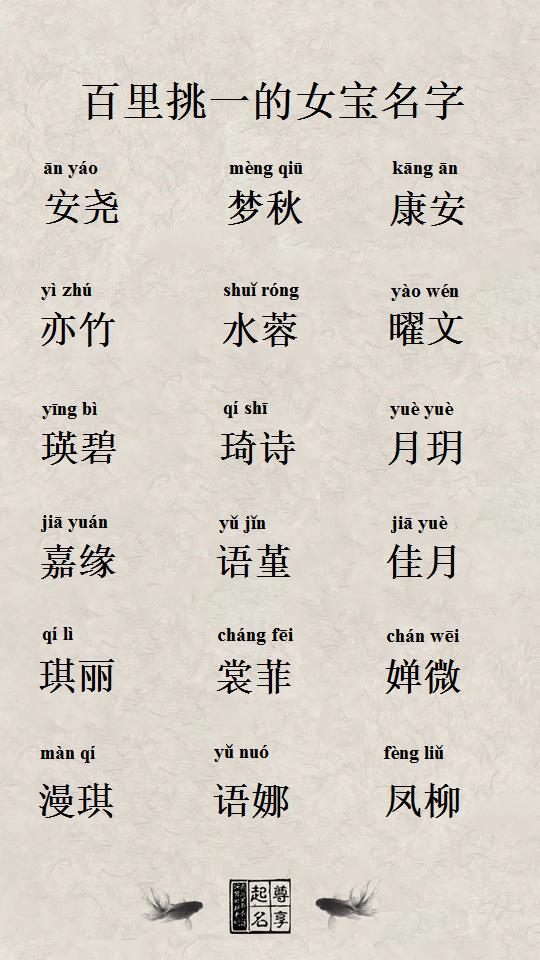 出自书香门第的女宝宝佳名赏析