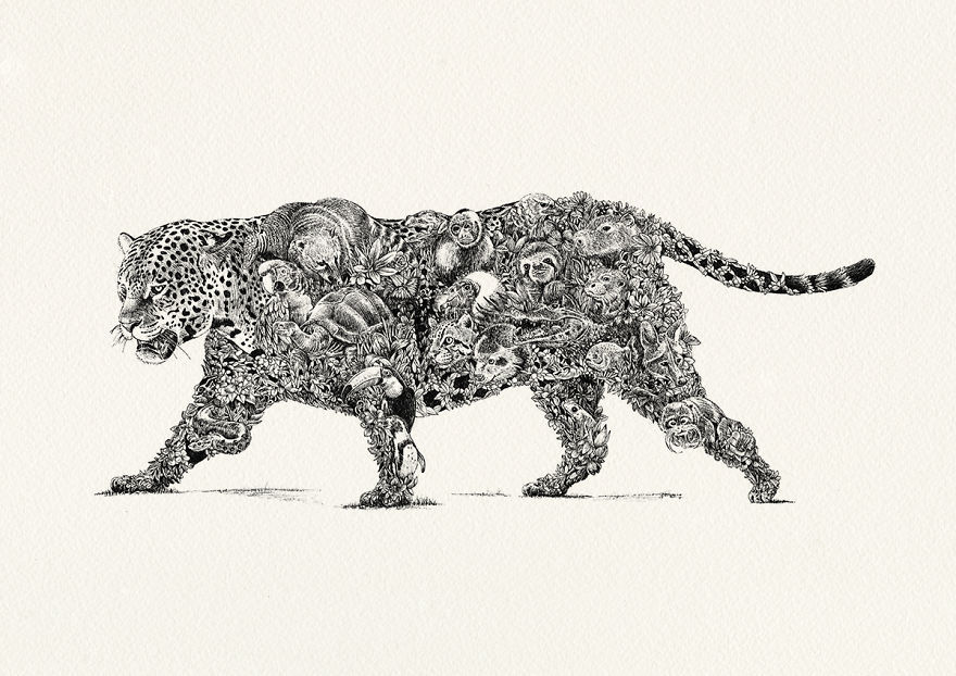 保护动物主题手绘