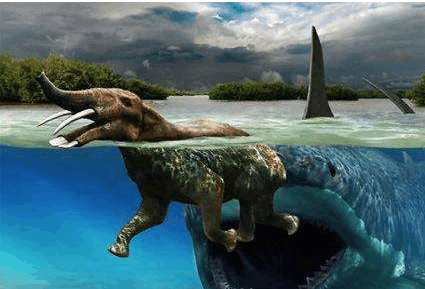 轻松秒了霸王龙的两大史前巨兽, 巨齿鲨pk龙王鲸谁最强?