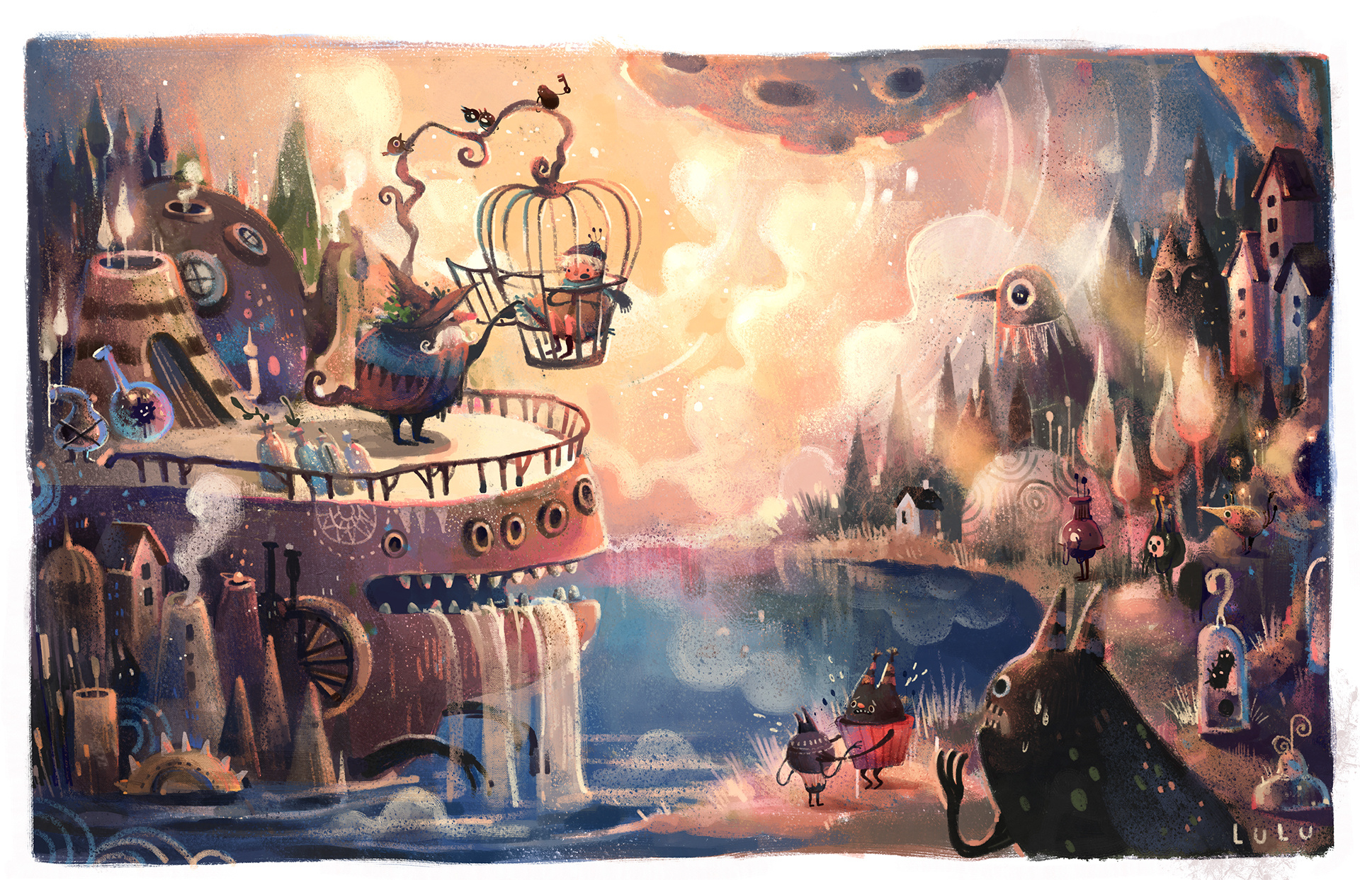 记忆中的童话森林花园儿童绘本读物插画bysalu