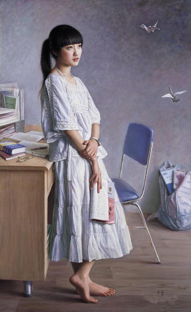 女画家安静油画作品中的那些青春美少女