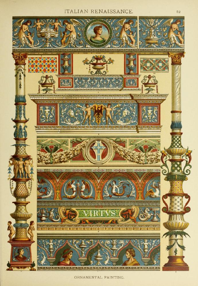 1912年出版的欧洲文艺复兴时期的装饰艺术图集,绘画的非常细致精美