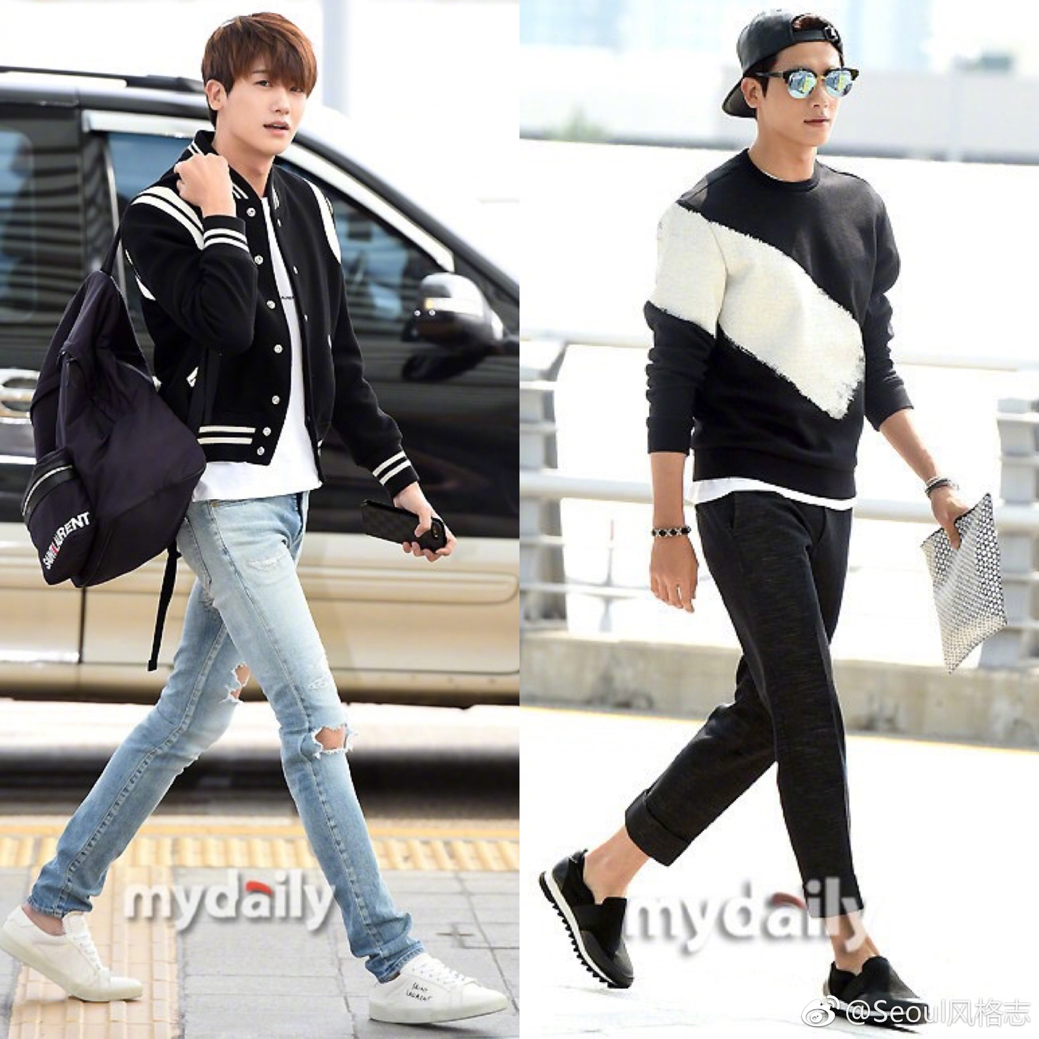 衣品越来越棒的朴炯植小哥哥机场时尚合集._新浪看点