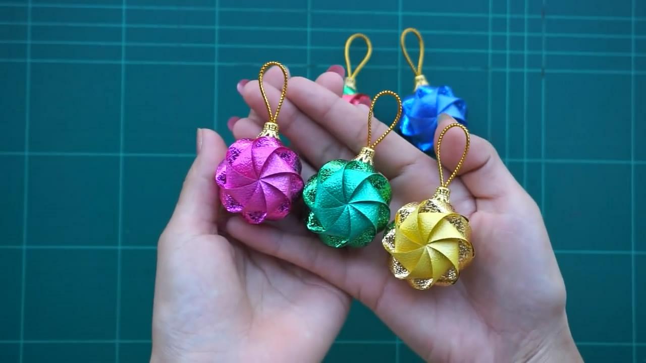 手工彩带diy,漂亮花球的折叠方法!