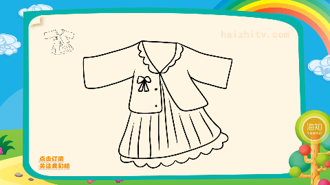 居家生活简笔画教程,如何画可爱的校服裙,海知简笔画大全