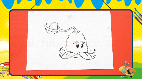 手绘卡通简笔画之画植物大战僵尸中的_玉米射手