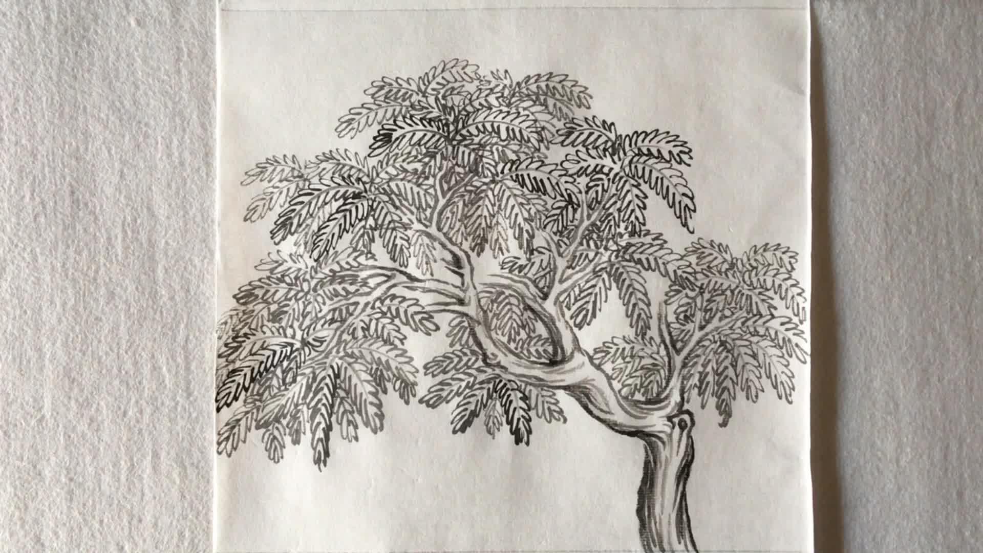 香椿树怎么画国画图片