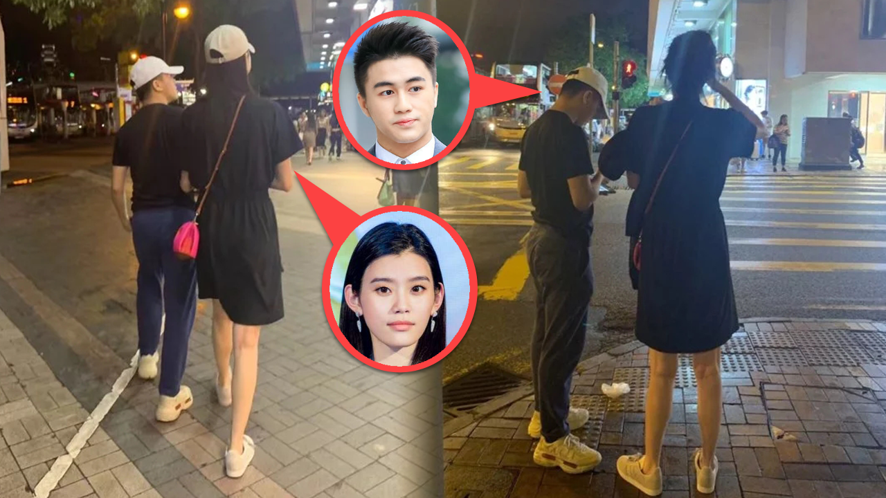 奚梦瑶何猷君逛街奚梦瑶岔双腿站立孕味足比何猷君高半个头