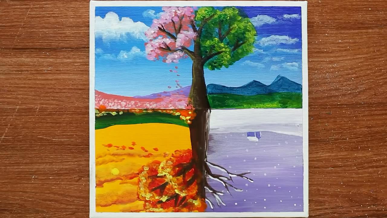 手工绘画教程,创意四季树的画法!_新浪新闻
