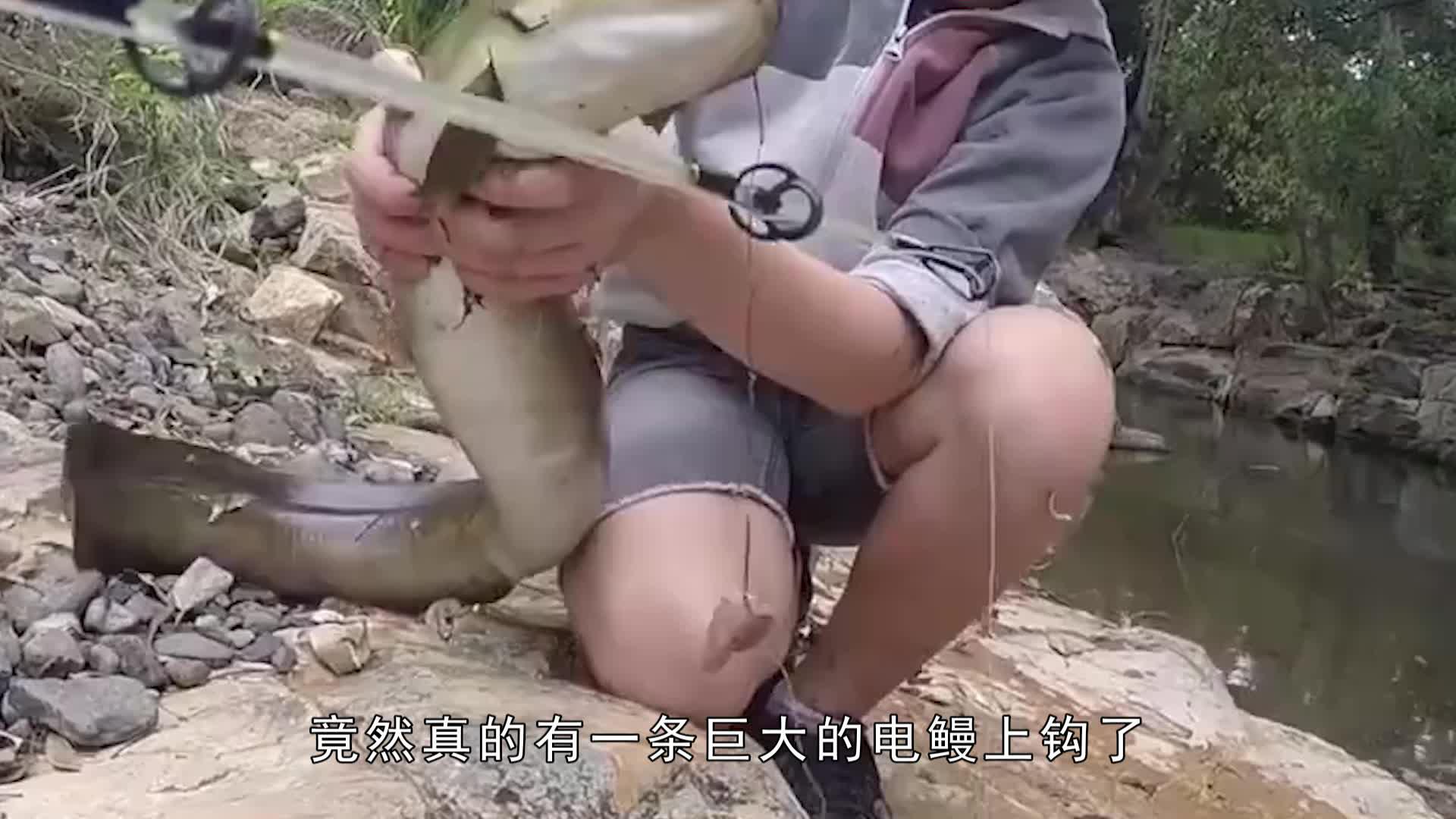 作死男孩徒手抓电鳗,下一秒电鳗开始放电,镜头记录全程