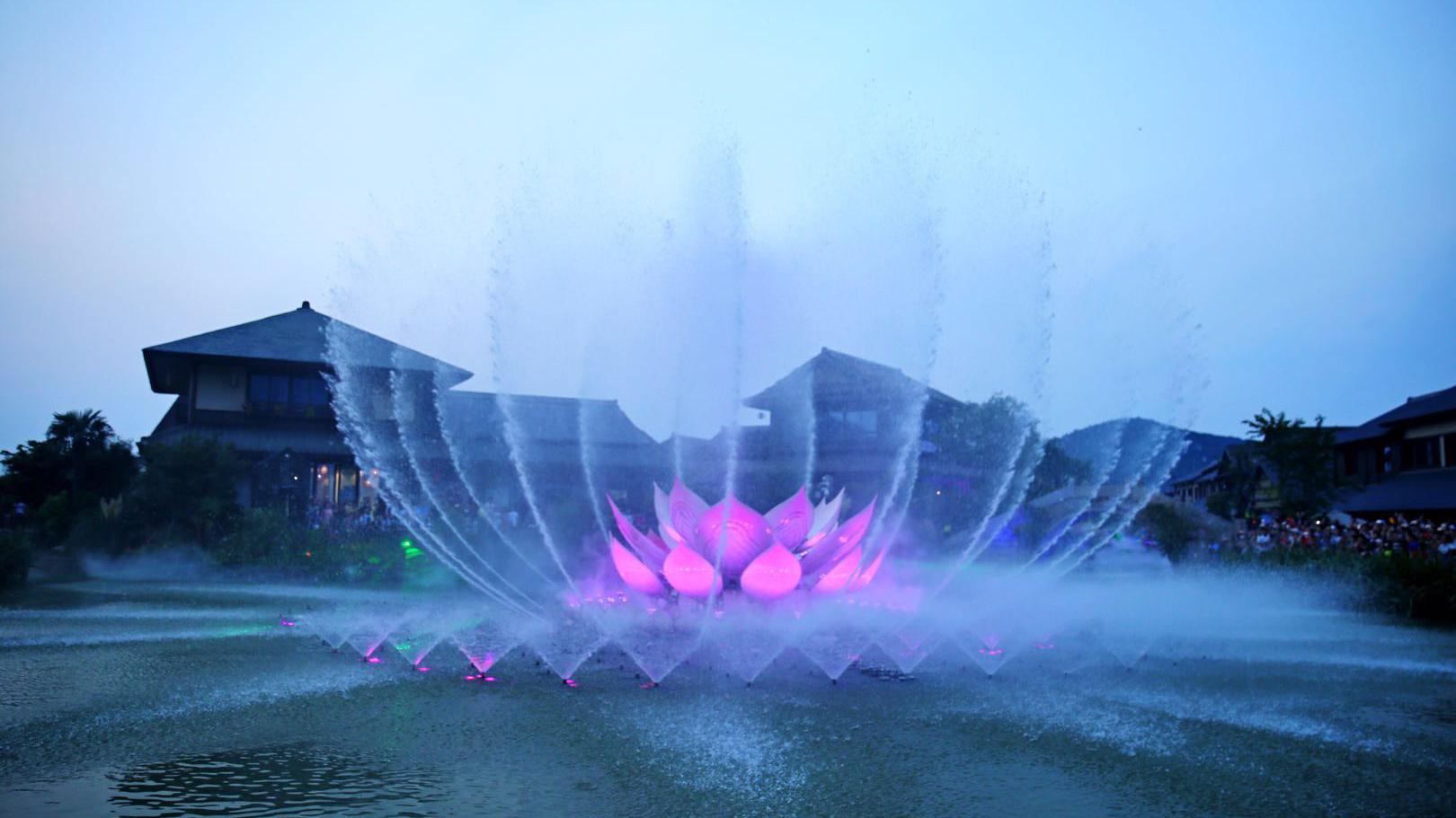 禅意满满的拈花湾音乐喷泉表演完整版,太美了