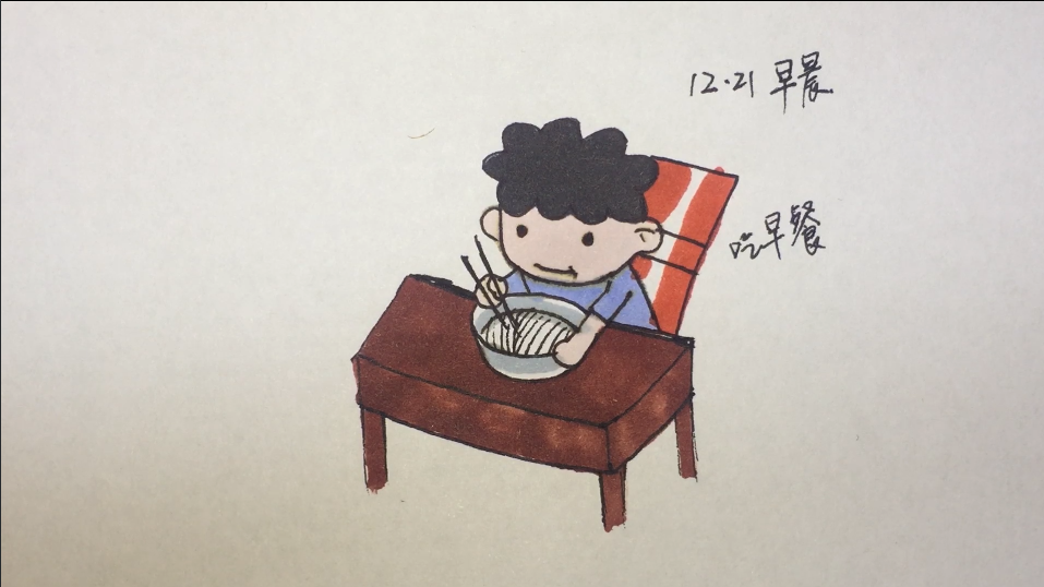 记录生活简笔画早餐我吃的是面条你吃的是什么呢