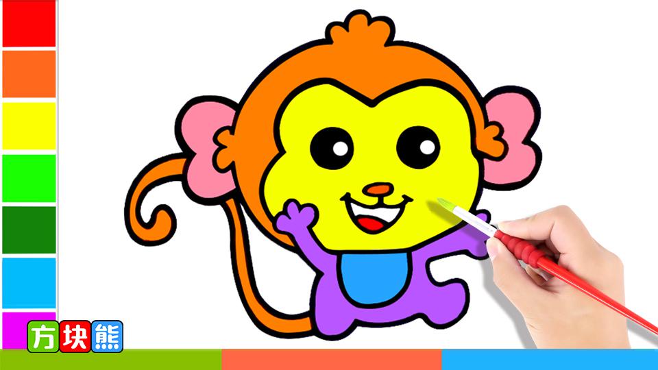 方块熊简笔画 猴子