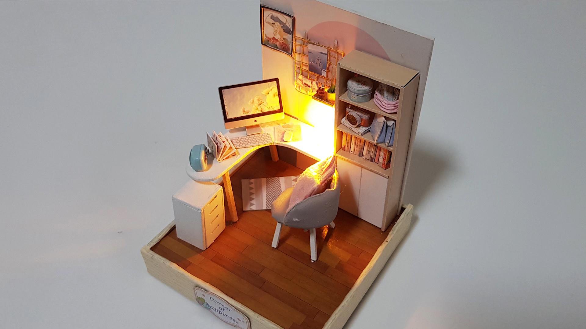 diy迷你娃娃屋,小公主的微缩书房