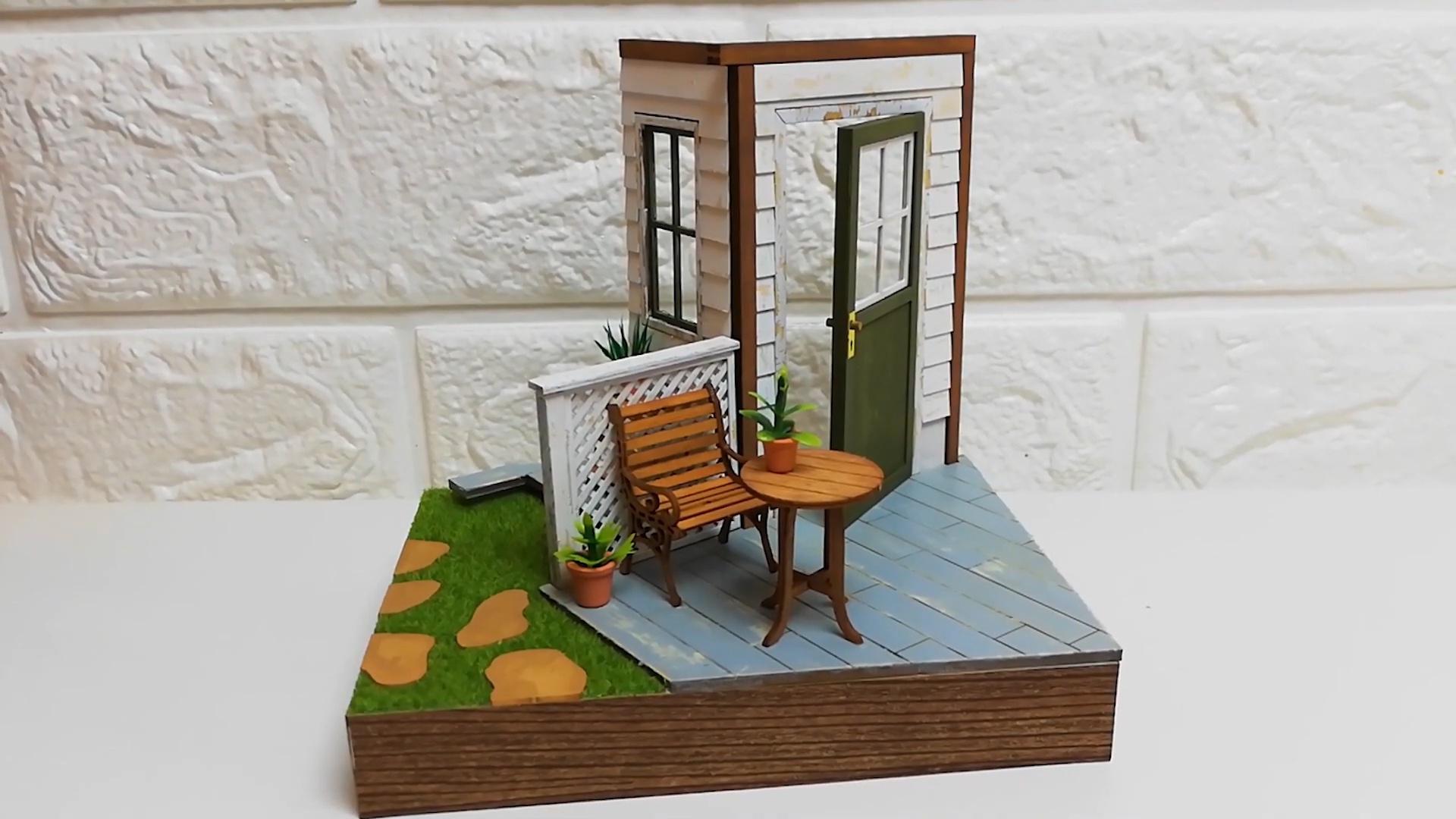 diy迷你娃娃屋,整洁干净的花园一角