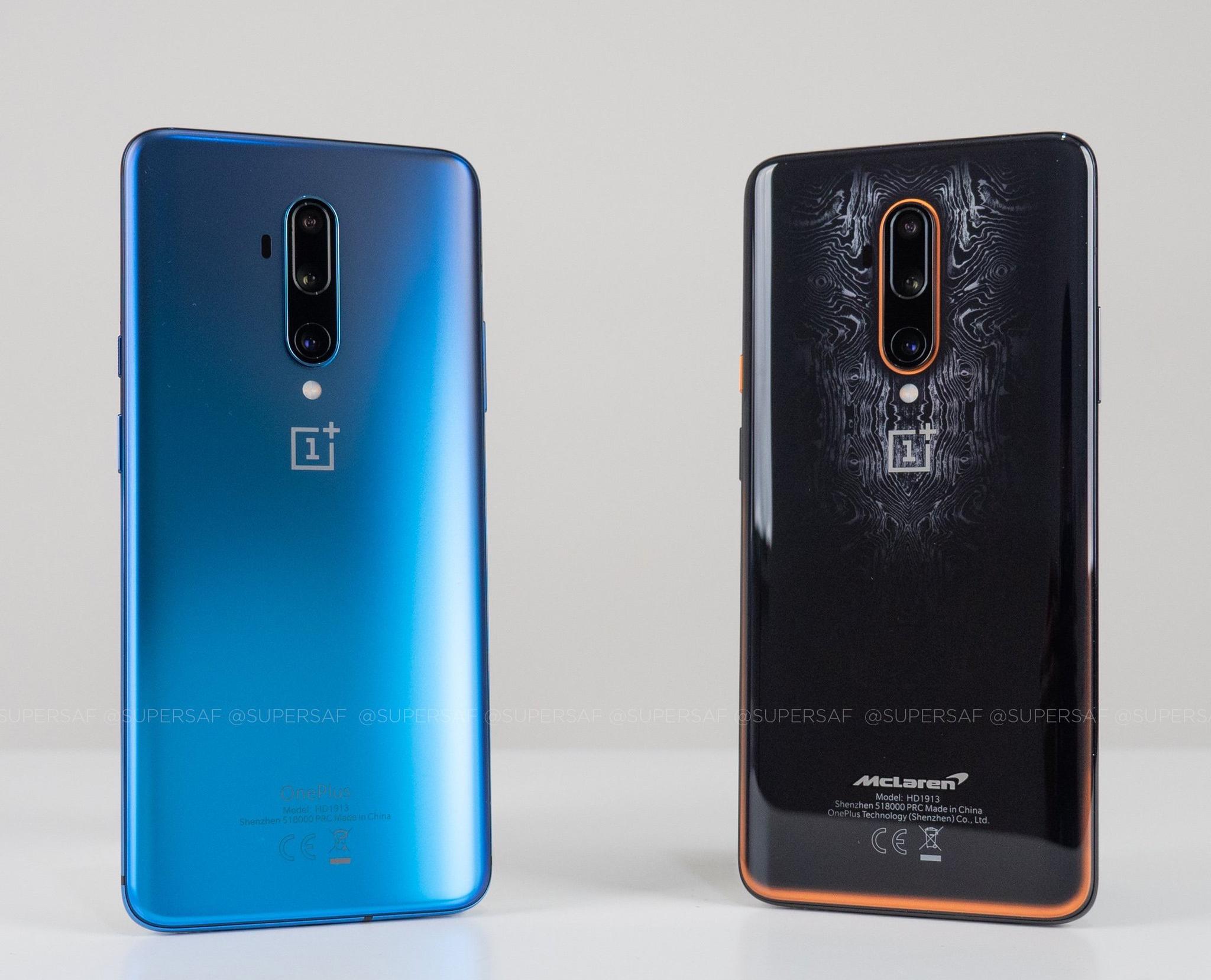 如图:一加7 pro蓝色标准版对比迈凯伦定制版核心配置:全系标配高通