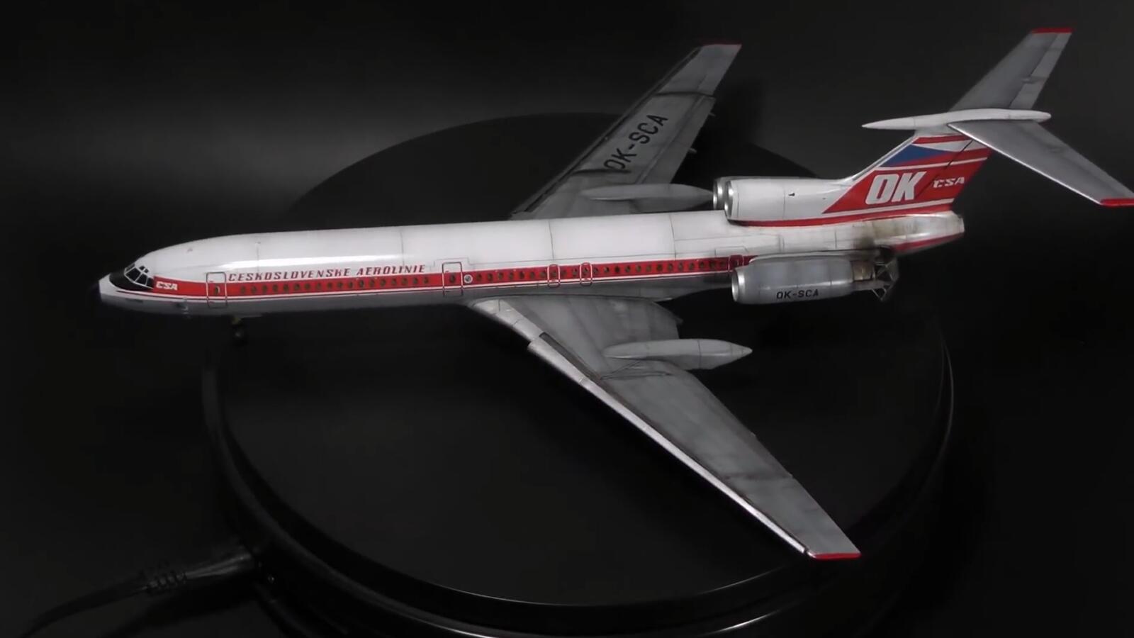 图-154m客机模型,金属涡扇反推器很有质感,喷涂做旧小有所成!