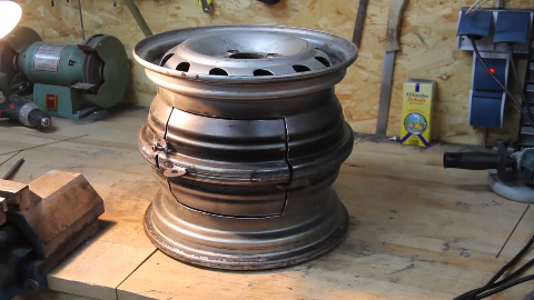 看看老外用汽车轮毂制造的炉子结实耐烧