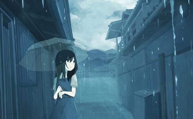 动漫美图:下雨天里的撑伞少女,二次元唯美图片欣赏