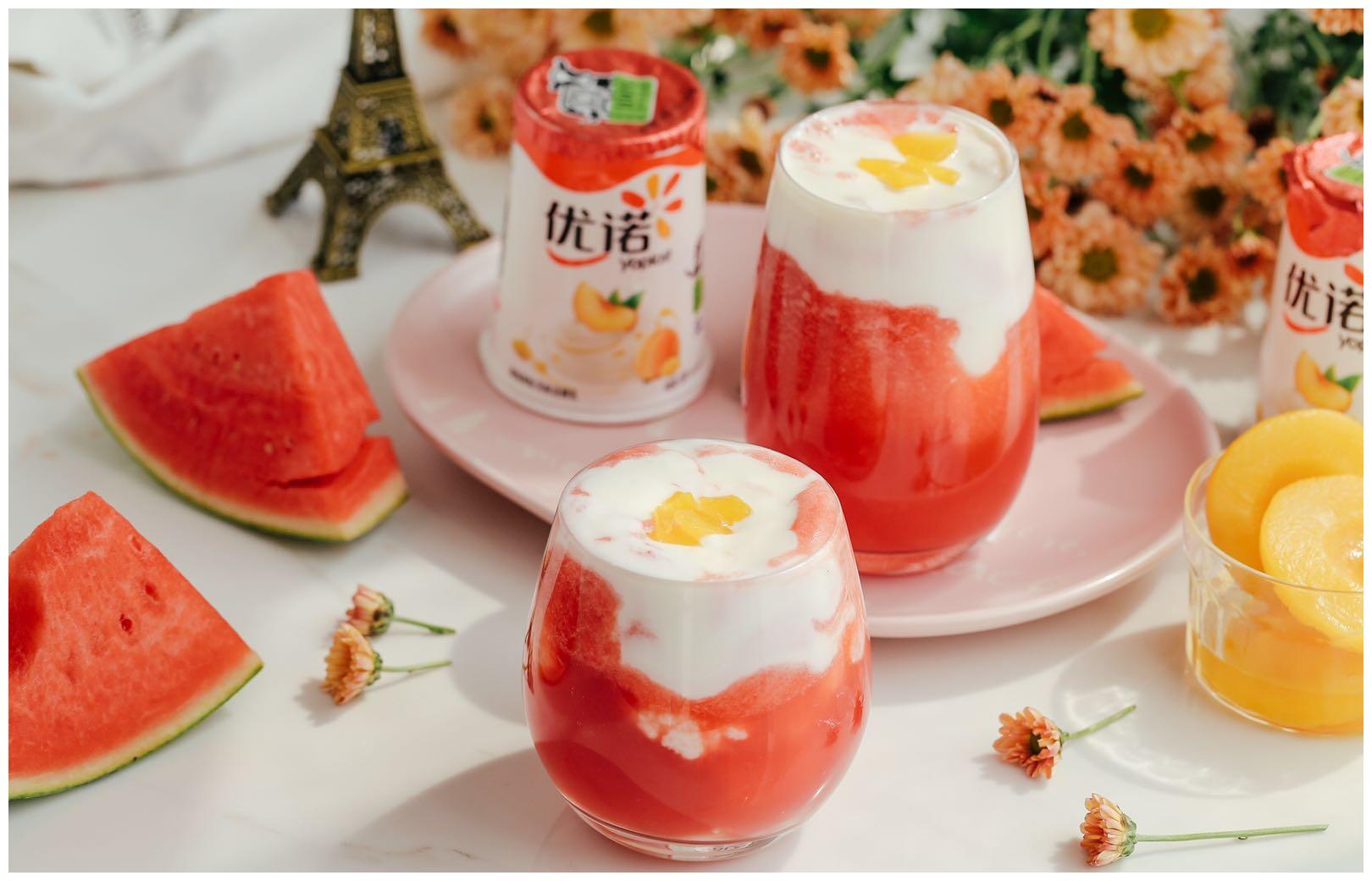 西瓜黄桃酸奶饮|黄桃|西瓜|酸奶_新浪新闻