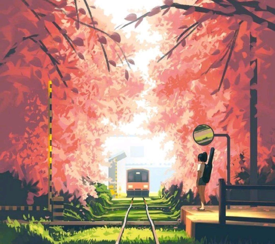 动漫壁纸 一个人走过春夏秋冬