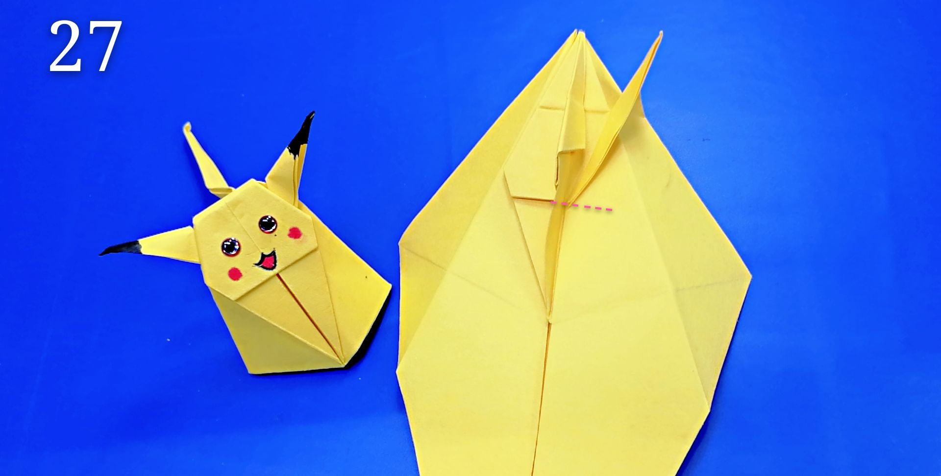 折纸一只立体可爱的皮卡丘图纸详细教程孩子们非常喜欢玩