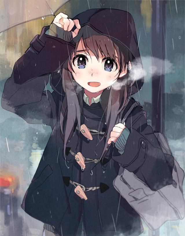 动漫美图:下雨天里的撑伞少女,二次元唯美图片欣赏