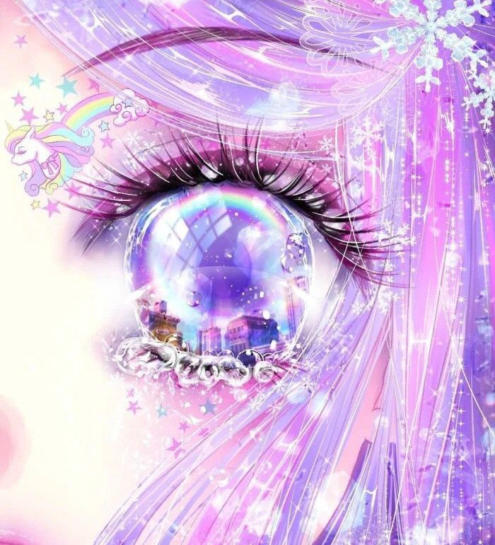 璀璨眼眸插画,炫彩夺目的配色,熠熠闪光点缀,如星辰般掉落眼眸