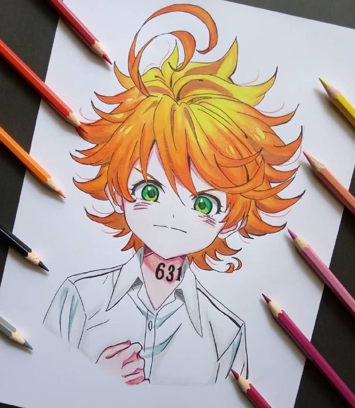 一组超级可爱的动漫人物彩铅画,太酷了