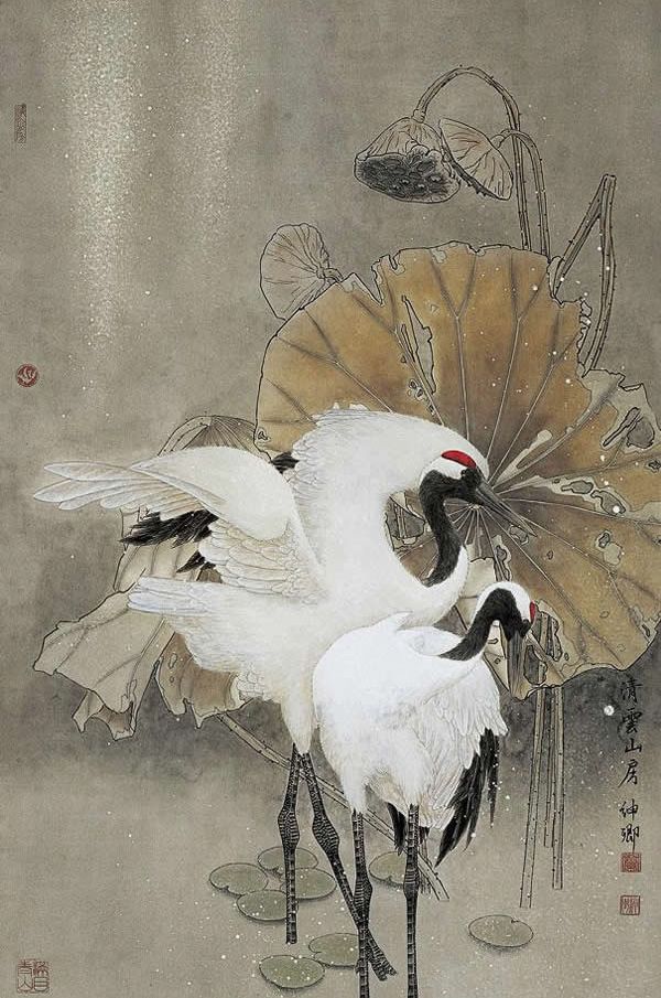 忠贞清正,品德高尚,窦申清画仙鹤|忠贞|仙鹤|国画_新浪新闻