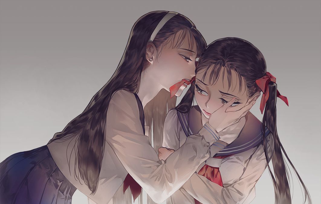 超美二次元小仙女闺蜜壁纸三月桃花两人一马明日天涯