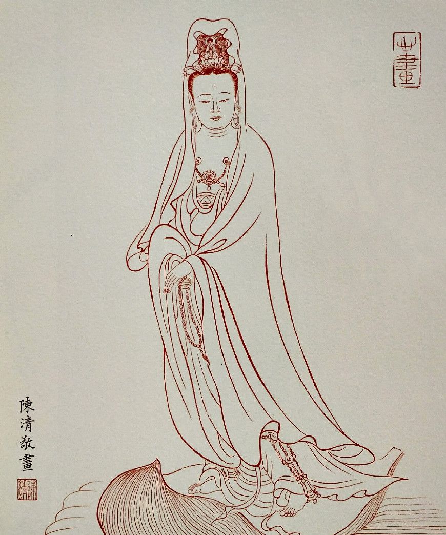 庄严和善、慈悲为怀的观音画像，祝大家新春快乐，猪年大吉！|观音像|陈清|菩萨|观音菩萨|文殊_新浪新闻