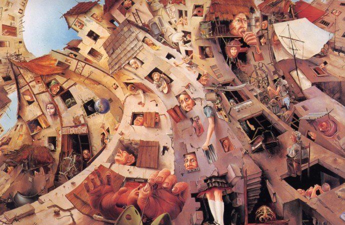 jacques resch 超现实主义油画作品,画面怪诞