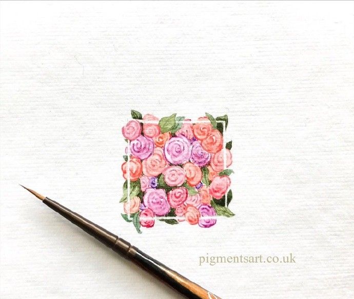 一组迷你的水彩花束插画分享