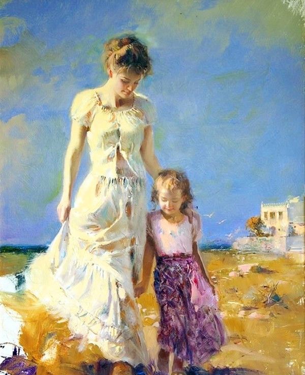 皮诺·德埃尼的母子亲情画作品