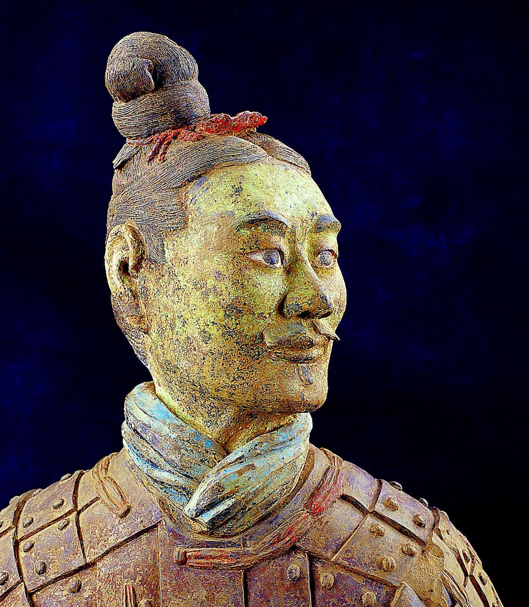 实拍兵马俑发掘现场:图6为刚出土的彩绘俑,图9唯一禁止出国展览