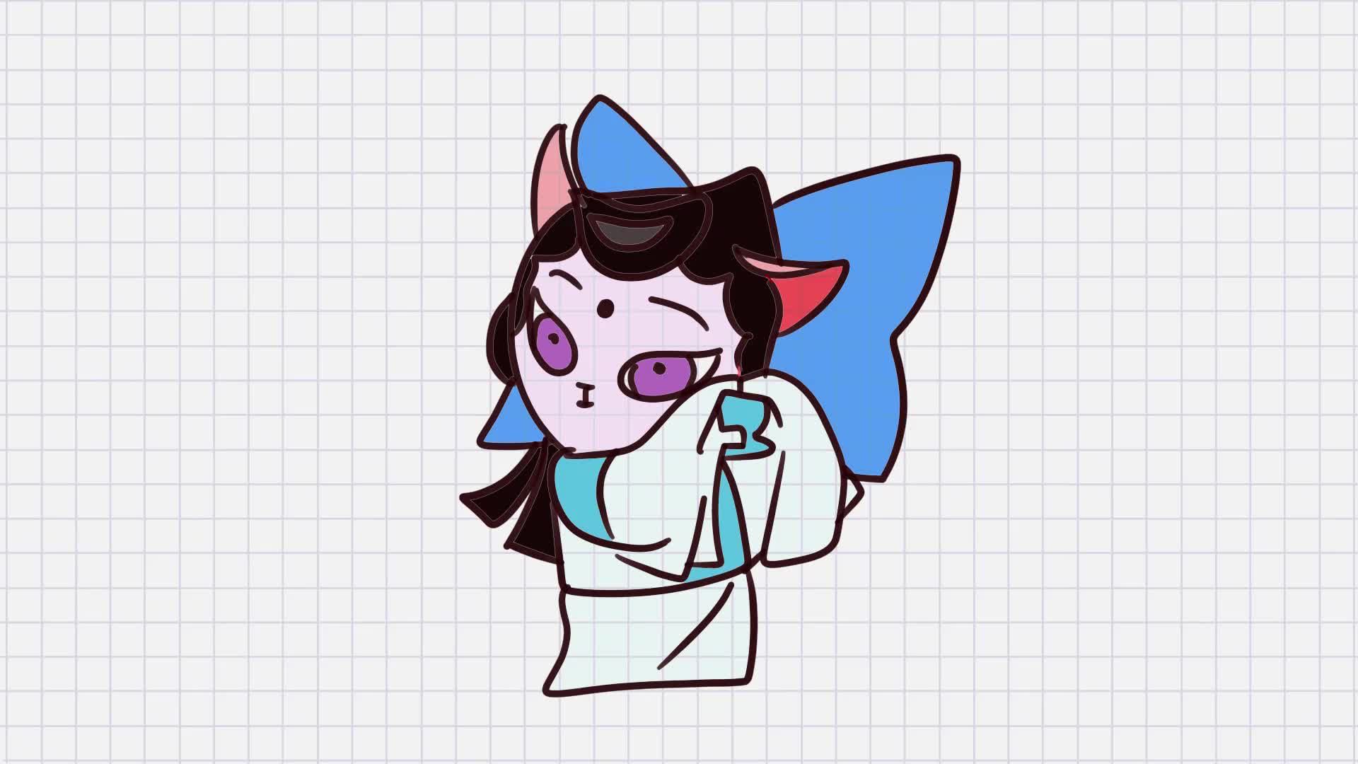 京剧猫简笔画,画京剧猫中的小青简笔画