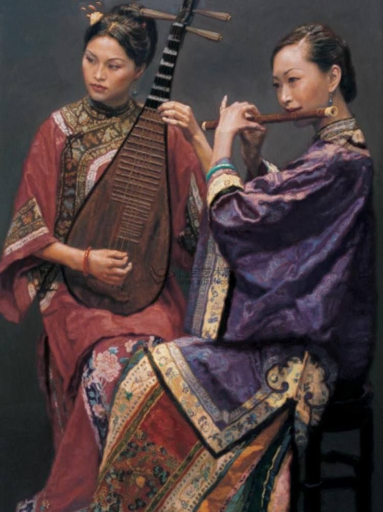 著名油画家陈逸飞油画作品欣赏清末民初时的年轻女子