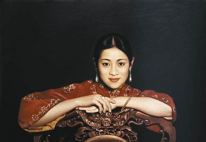 著名油画家陈逸飞油画作品欣赏清末民初时的年轻女子
