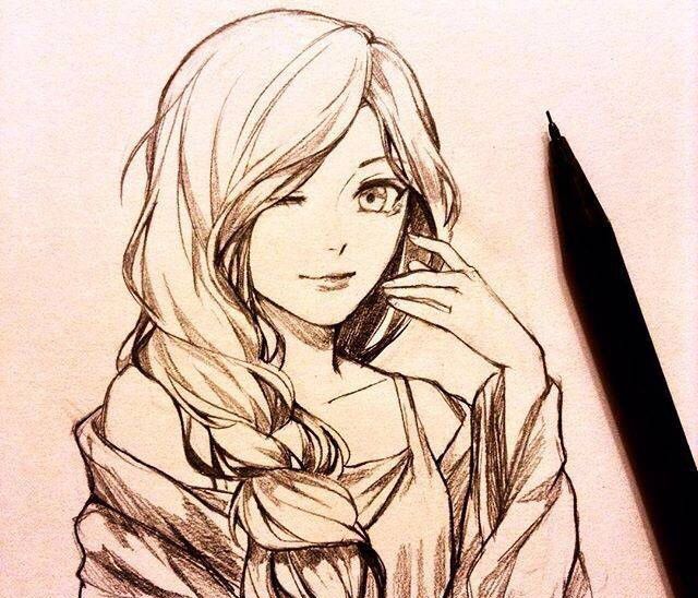 铅笔手绘,温暖的知性卡通女生线稿,头部特写_高清图集_新浪网