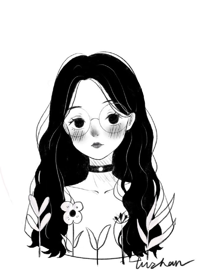 一组黑白板绘小姐姐头像,有喜欢的吗 作者:兔站zhan