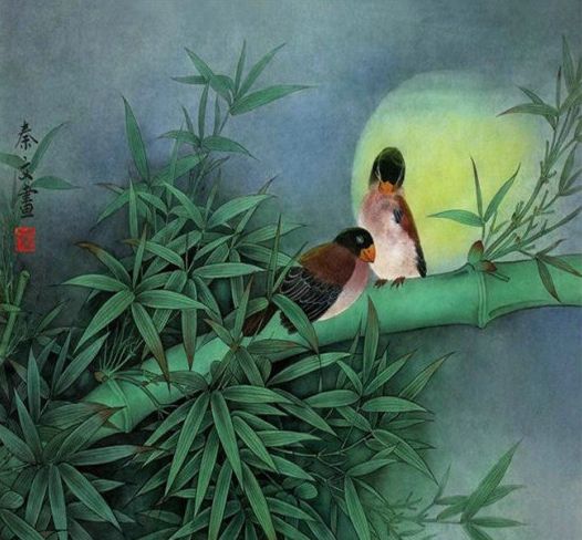 构图饱满,色彩秀丽,秦文工笔花鸟画作品欣赏