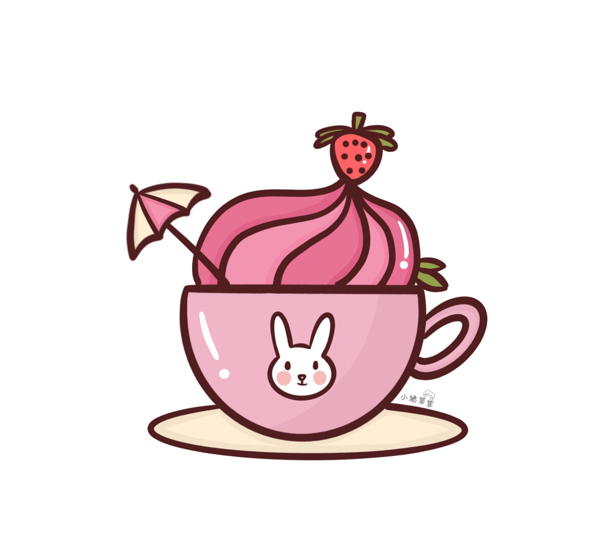 粉粉的甜品配上可爱的兔子,是不是很可爱 作者:-小猪菲菲