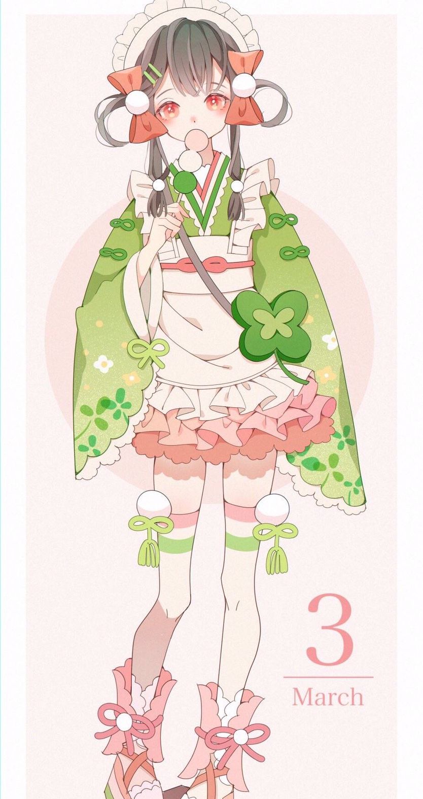 1到12月的拟人卡通画,画风可爱又很精致.2月份送信的女孩.