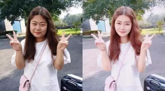 PS前后对比图片：PS前她只是我的同桌，PS后确认过眼神