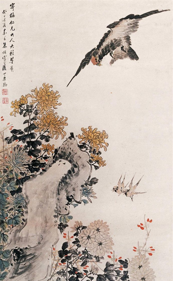 超脱飘逸,得扬州画派神韵,清代画家朱偁花鸟画作品欣赏
